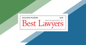 Shulman Rogers recognized in Best Lawyers 2026 with official Best Lawyers logo on a blue and green graphic background.